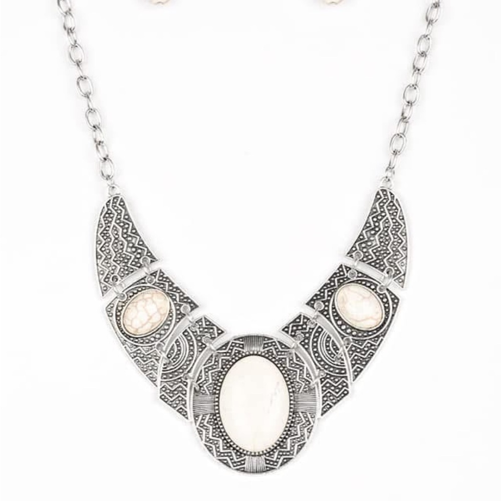 Silver and Cream Statement Necklace
